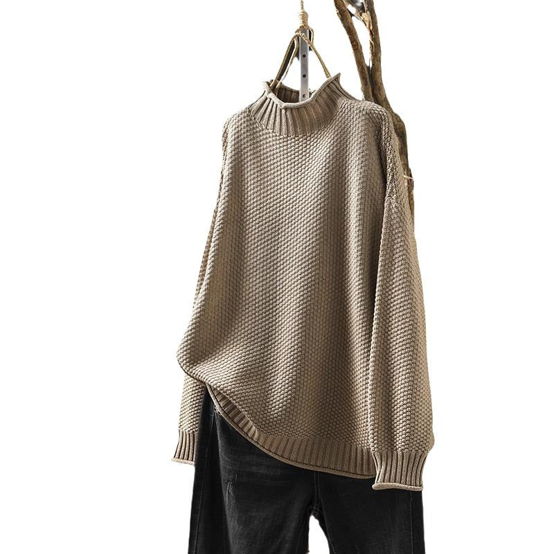 Pull à col roulé en maille tridimensionnelle losanges