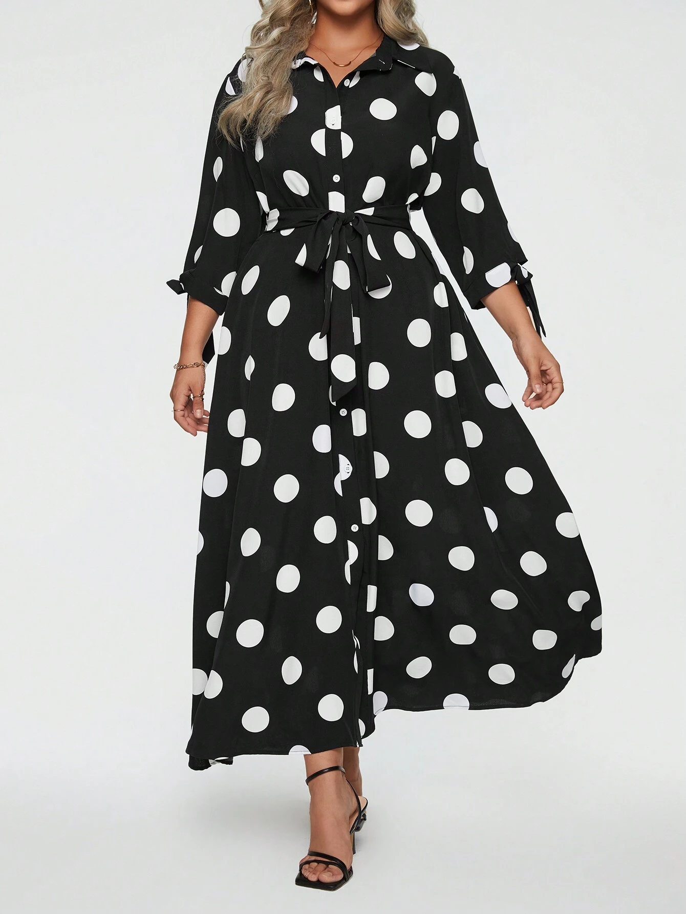 Elegantes, gepunktetes Maxikleid für Damen (2 kaufen, kostenloser Versand)