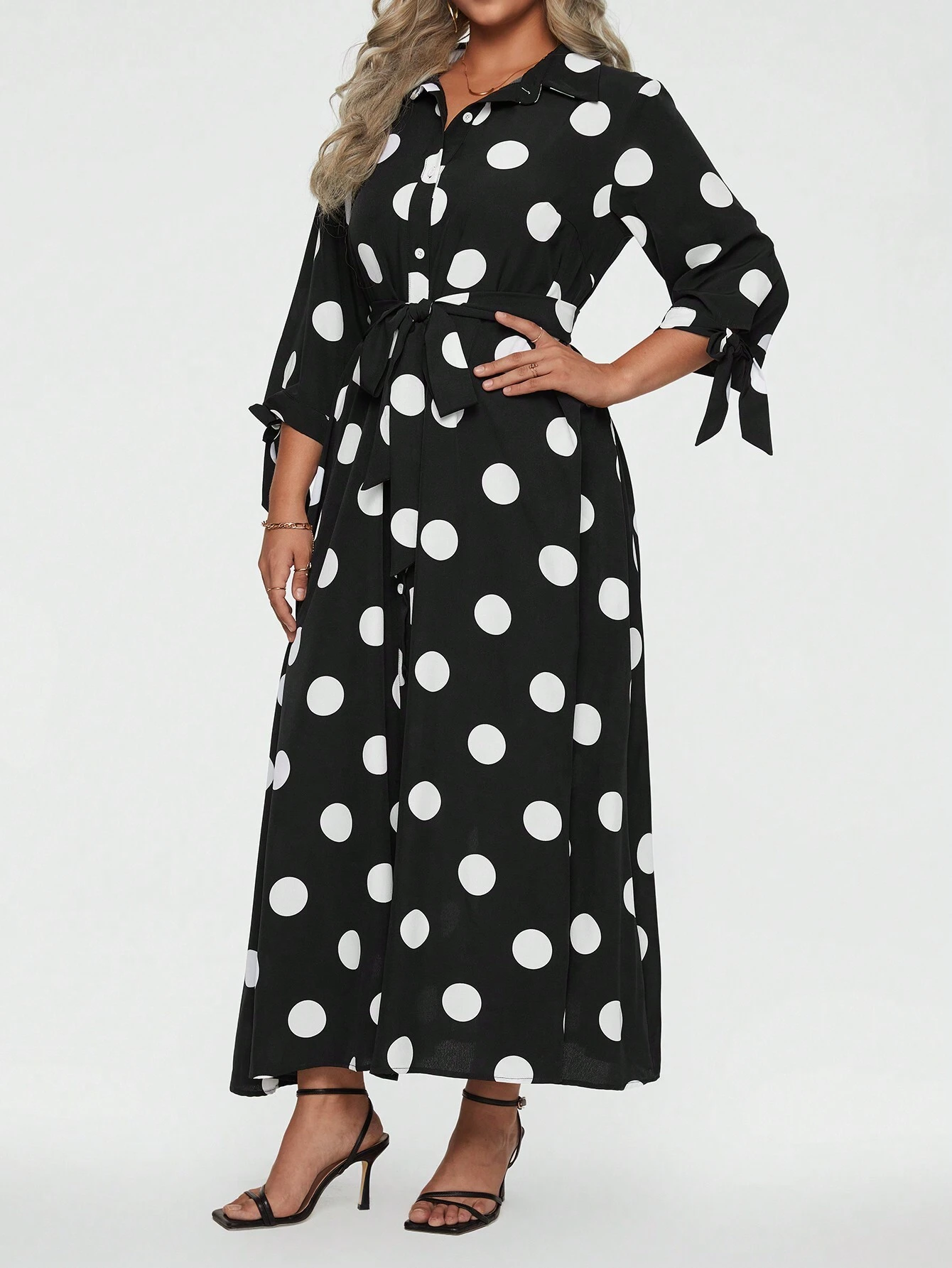 Elegantes, gepunktetes Maxikleid für Damen (2 kaufen, kostenloser Versand)