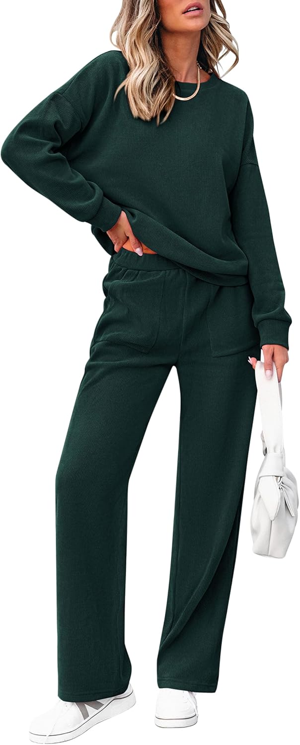 Damen Baumwoll-Zweiteiler Oversized Half-Zip Sweatshirt mit weiter Hose Lässiger Anzug