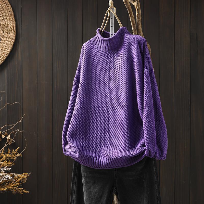 Pull à col roulé en maille tridimensionnelle losanges