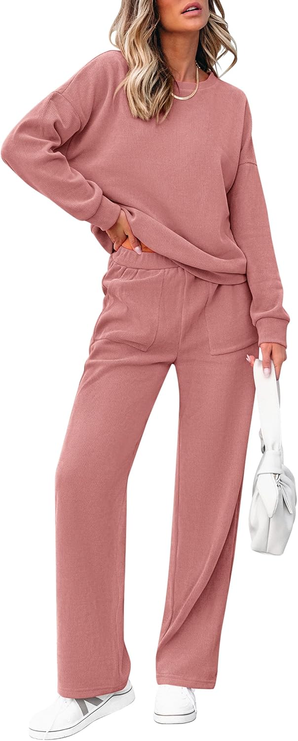Damen Baumwoll-Zweiteiler Oversized Half-Zip Sweatshirt mit weiter Hose Lässiger Anzug