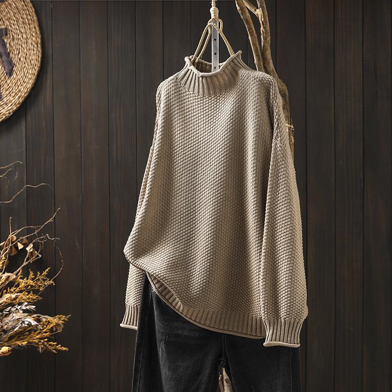 Pull à col roulé en maille tridimensionnelle losanges