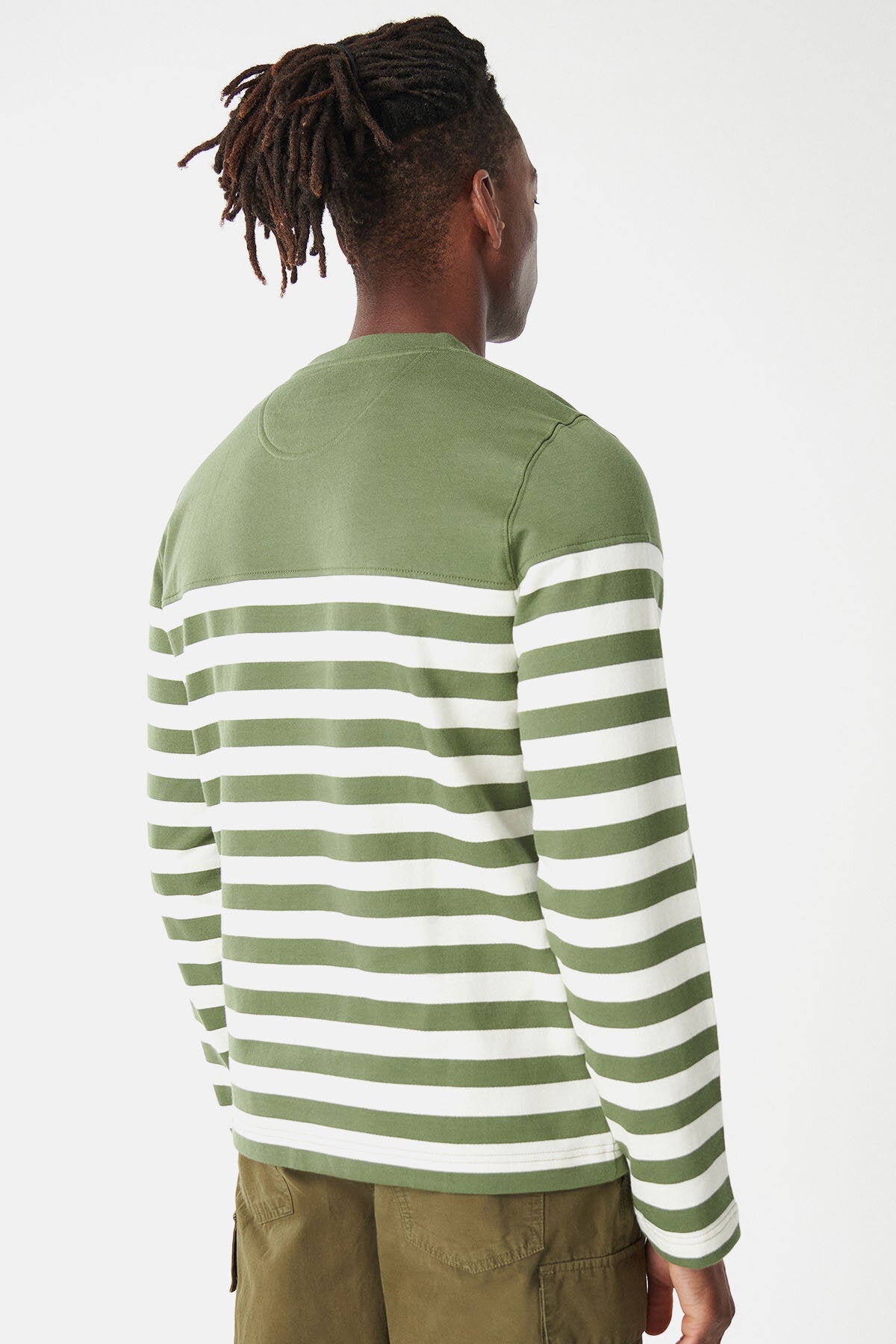 Firthmoor stripe crew T-shirt - BURNT OLIVE