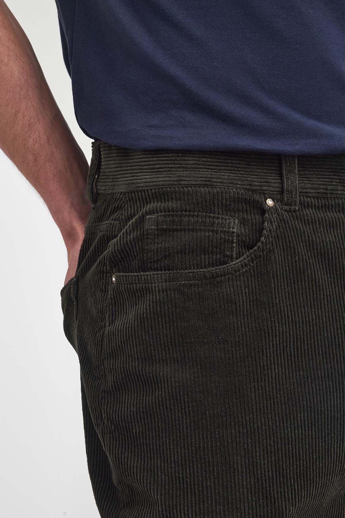 Stretch Cord Regular Trousers - FOREST
