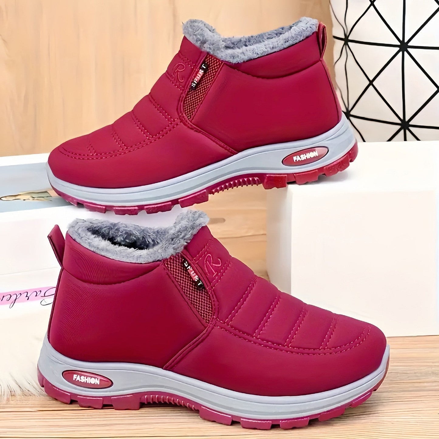 Bottes d'hiver à enfiler doublées de polaire pour femme – Chaudes, imperméables et antidérapantes