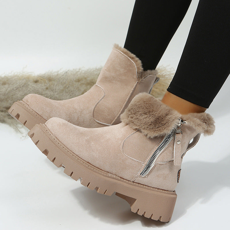 Bottines Martin zippées fourrées pour femme
