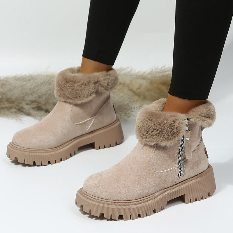 Bottines Martin zippées fourrées pour femme