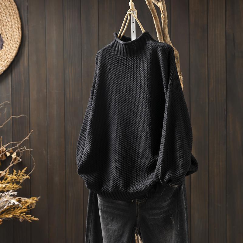 Pull à col roulé en maille tridimensionnelle losanges