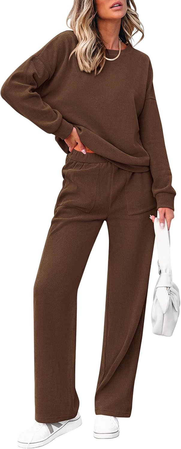 Damen Baumwoll-Zweiteiler Oversized Half-Zip Sweatshirt mit weiter Hose Lässiger Anzug