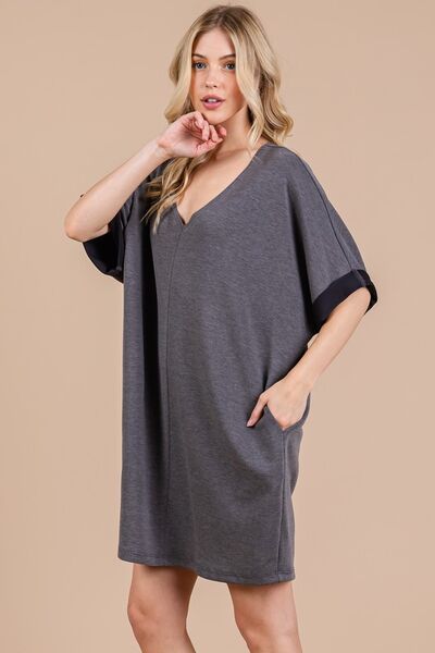 Ces Femme V-Neck Half Sleeve Dress
