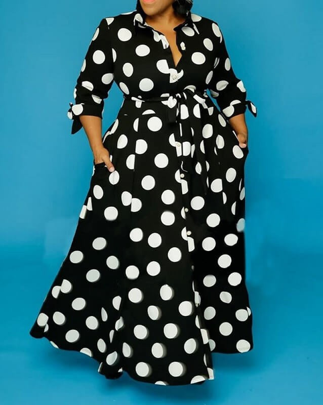 Elegantes, gepunktetes Maxikleid für Damen (2 kaufen, kostenloser Versand)
