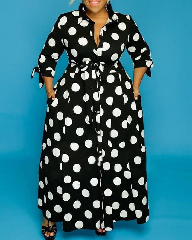 Elegantes, gepunktetes Maxikleid für Damen (2 kaufen, kostenloser Versand)